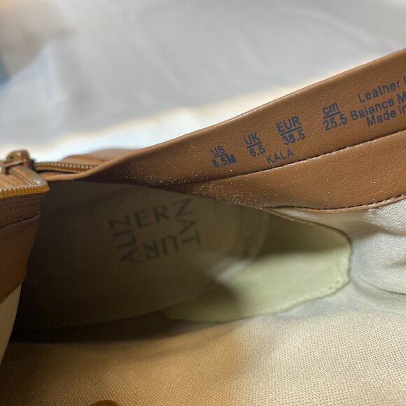 Naturalizer Brown Leather Ankle Boots Side Zip Block Heel Footbed, 8.5M, NEW - Picture 5 of 9